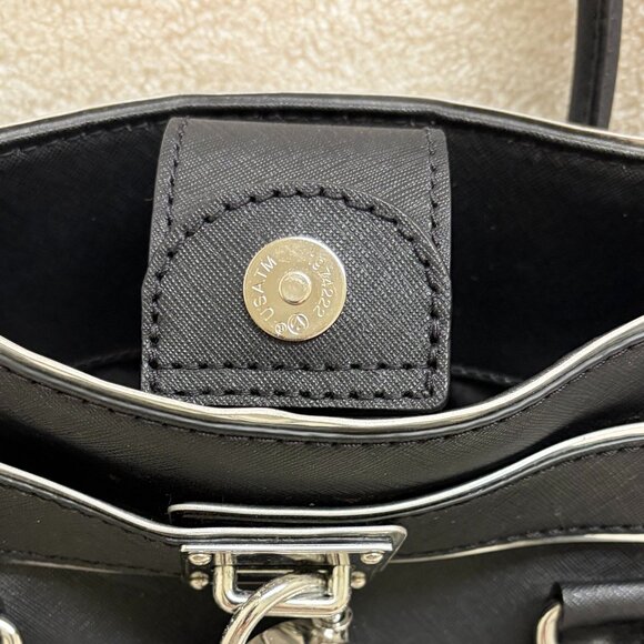 Timeless Michael Kors Hamilton Black w/Silver Trim Saffiano Leather Tote - Picture 7 of 11